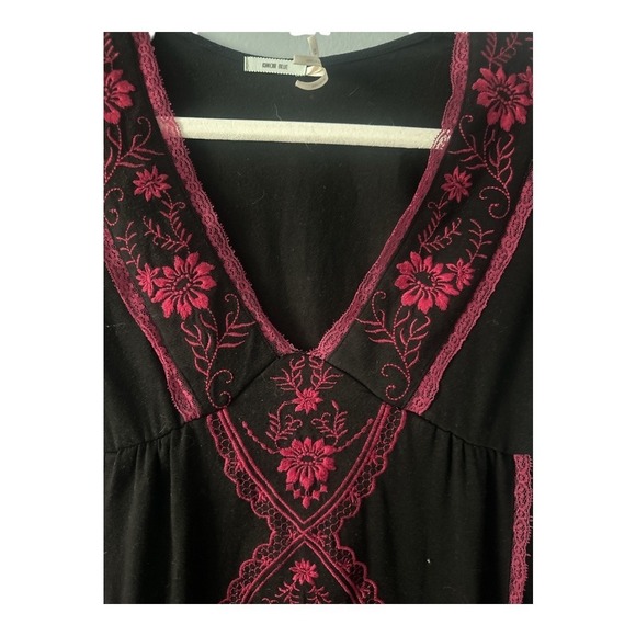 Kimchi Blue Black/Magenta Floral Embroidered Mini Dress, XS - Picture 2 of 5